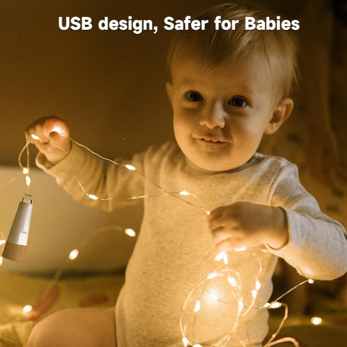 KOBWA 2025 Bottle Lights with Cork, USB Rechargeable Wine Bottle Light Battery Operated Jars Fairy Lights, Upgraded