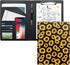 WAVEYU Cute Portfolio Case for Women, Padfolio Cover Folder with A4 Size Clipboard, Business Card Holders, Sunflower