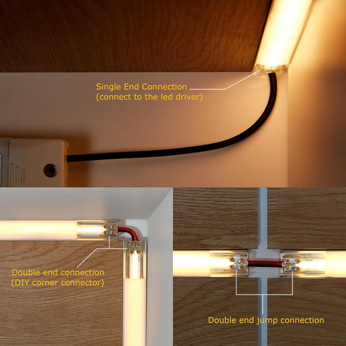 15 Pack Single Color LED Strip Light Connector, Solderless 8MM 2Pin Connector for 8mm/0.31 Width Strip Light