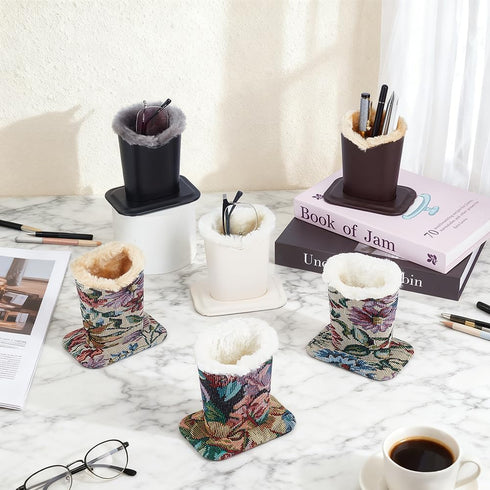 6pcs PH PandaHall Eyeglasses Holder Stand, Wool Plush Lined Glasses Stand Case Desktop Reading Glasses Stands
