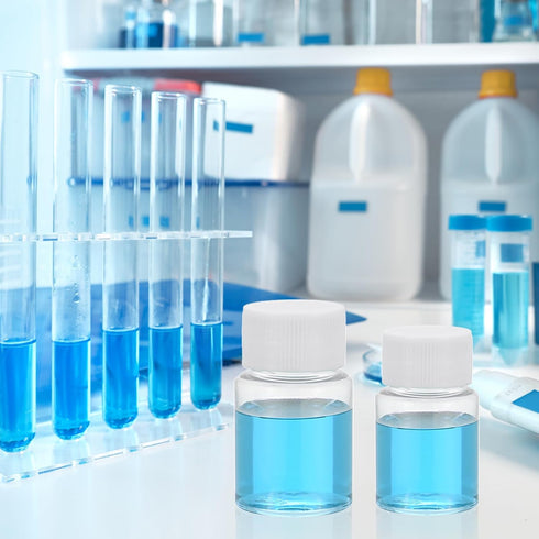 PATIKIL 5 Pcs 15ml Reagent Bottles: PET Wide Mouth Round Bottles with Screw Cap for Lab Liquid Sample Storage
