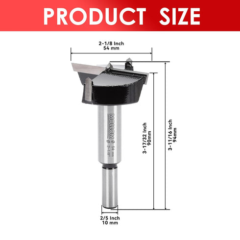 2-1/8" (54mm) Forstner Drill Bit for Precise Woodworking, Durable YG8 Carbide, 2.0mm Thickness, Ideal for Hard Wood,