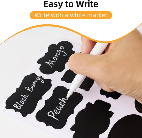 Homrelaxy 360Pcs 2.1x1.4 Inch 2 12 Chalkboard Labels Reusable Blackboard Stickers with White Erasable Chalk Markers