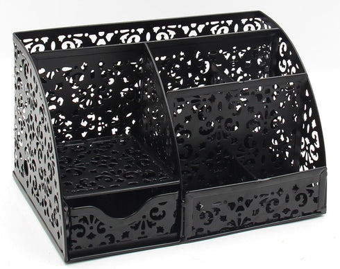 EasyPAG Desk Organizer Caddy with 6 Compartments and 1 Sliding Drawer Desktop Accessories Office Supplies Holder for Home School Classroom,Black by EasyPAG