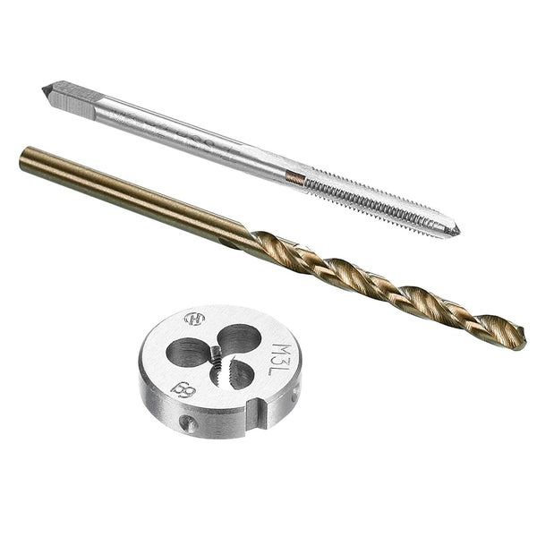 uxcell Tap and Die and Drill Bit Set, M3 x 0.5 Left Hand Thread Milling Tap and Round Die