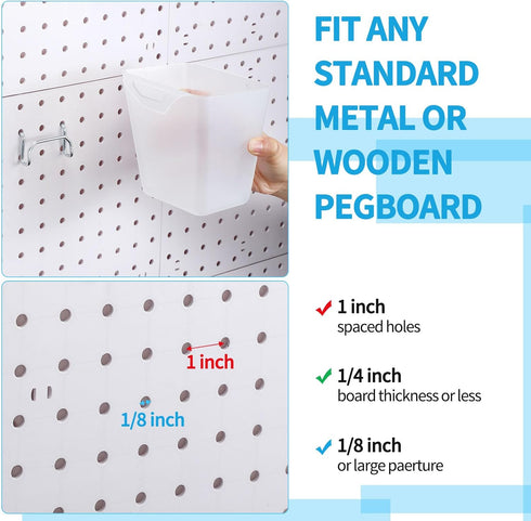 Uiifan 18 Set Pegboard Cups Kit, Plastic Pegboard Bins with Hooks and Label Stickers for DIY Tools Craft Storage