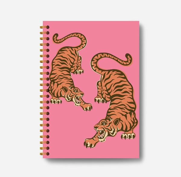 Trendy Preppy Hot Pink Tiger Notebook Journal - Pink Aesthetic Notebooks, Pink Composition Notebook, 5.5x8.3