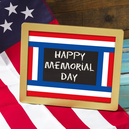 Whaline 32.8ft Patriotic Bulletin Board Borders Red Blue White Die-Cut Stripes for 4th of July Classroom Decor