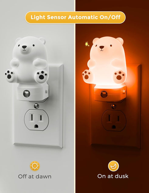 3D 3000K, 3 L LOHAS LED Night Light for Kids, Cute Bear Night Light Plug in, Dusk to Dawn Nursery Night Lights