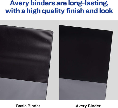 Avery Heavy Duty View 3 Ring Binder, 4" One Touch Slant Ring, 2 White Binders for 8.5" x 11" Paper