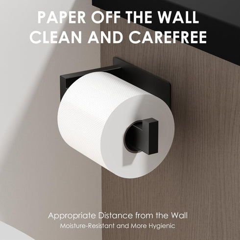 SUS304 Black(2 Pack) Auxmir Adhesive Toilet Paper Holder, No Drilling Toilet Roll Holder Wall Mount, Premium Thicken