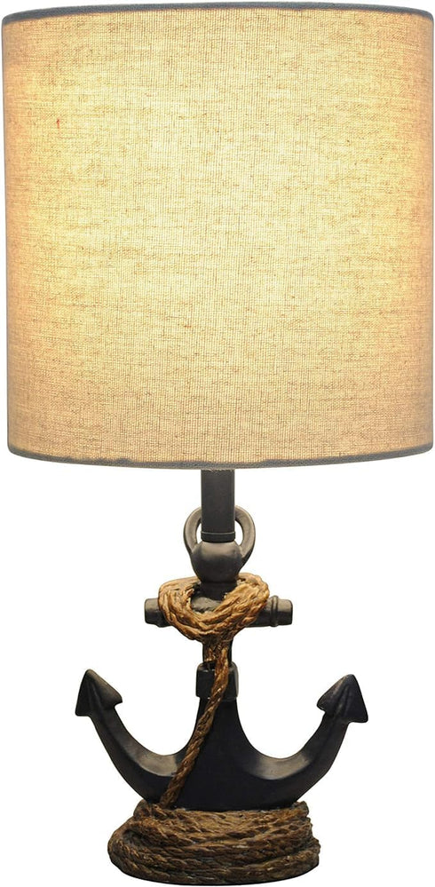 40W, (8" 8" 16" Decor Therapy Anchor Resin Accent Lamp, Easy on/Off Push-Through Light Switch, Coastal Style, Energy