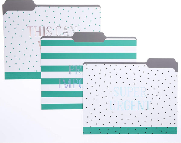Graphique Green Dots File Folder Set – 11.75" x 9.5", 9 Folders with 3 Unique Designs