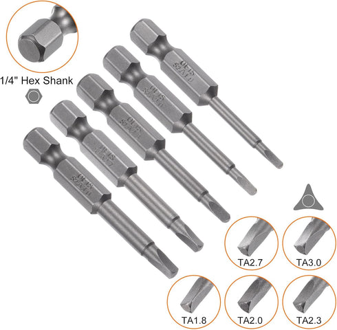 10pcs TA1.8-TA3.0 Triangle Screwdriver Bit, 1/4" Hex Shank, 2" Length Magnetic Tri-angle Power Tool