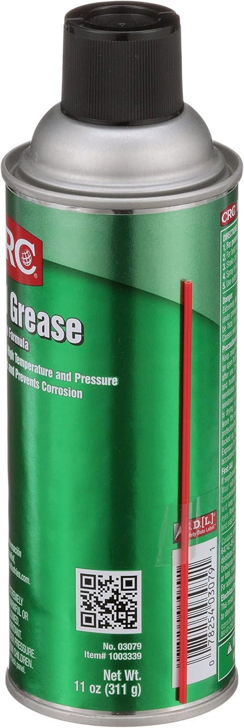 CRC 03079 11 OZ, Red Grease WT Multi-Purpose Aerosol Lubricant, Red Color for Easy Visual Inspection