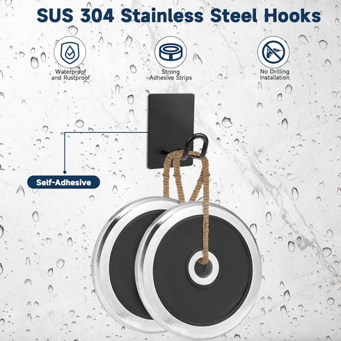 Heavy Duty Self Adhesive Hooks, Large Stainless Steel Towel Hooks, No Drill Sticky Hooks for Hanging Hat Coat Key