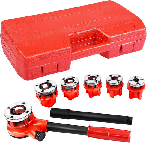 Goplus Ratchet Pipe Threader Kit, Ratcheting Pipe Threading Tool Set w/ 6