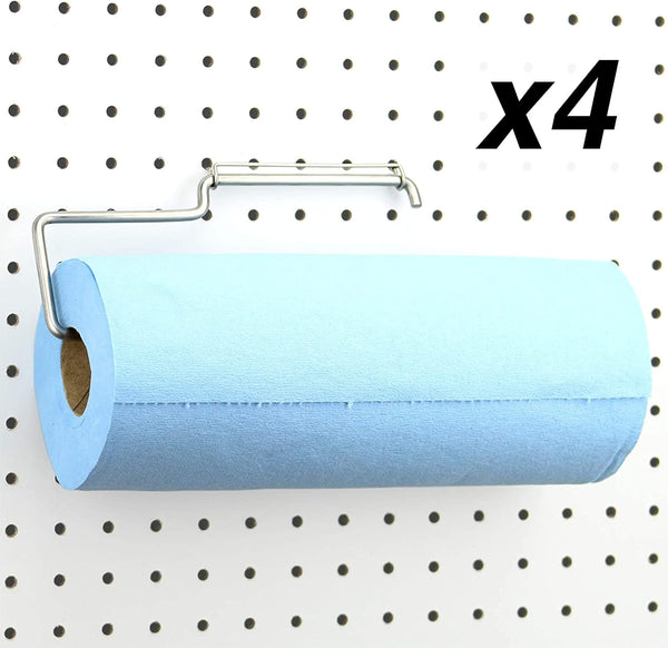 RightArrange Pegboard Paper Towel Holder, 4-Pack - Stainless Steel - Hooks to