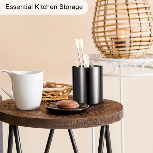Black Pen Holder for Desk, 304 Stainless Steel Pen Organizer, Pencil Cup, Desktop Stationery Organizer