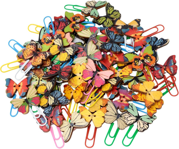 yueton 54 PCS Cute Butterfly Paper Clips, Creative Cartoon Bookmarks and Document Clamps for Office Supplies
