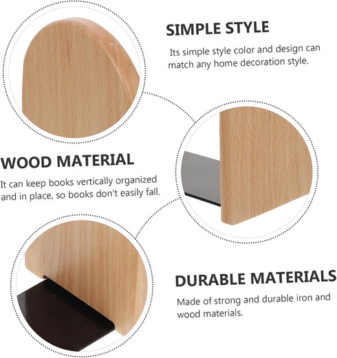 Wooden Bookends for Desk Organization - Simple Style