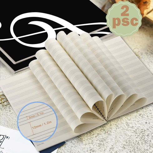 Music Notebook 2 Pack, 100 Sheets/200 Pages Blank Sheet Music Notebook for Songwriting and Composition