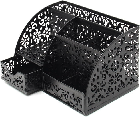 EasyPAG Desk Organizer Caddy, 6 Compartments and 1 Sliding Drawer, Desktop Accessories Holder for Home and School