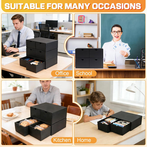 aopule 6 Packs Box,3x5 Lid,2-Compartment 3'x5' Index Cards Index Card Holder with Black Index Card Storage Organizer