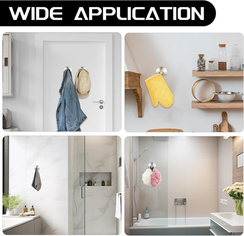 Suction Hooks, 2 Pack Vacuum Suction Cup Hooks, Removable and Reusable Heavy Duty Hooks for Bathroom Kitchen