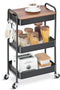 TOOLF 3-Tier Rolling Cart, Metal Utility Cart with Top, Storage Craft Cart with Wheels, Trolley Organizer Serving Cart
