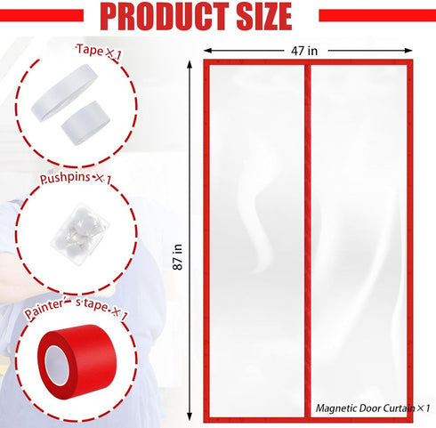 1 Set 4' 7.5' Preboun Magnetic Dust Barrier Zipper Door Kit x Construction Plastic Dust Barriers Plastic Door Curtain