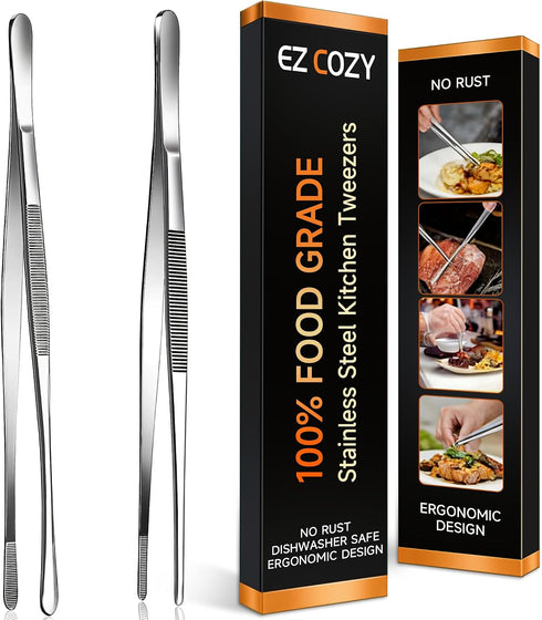 EZ COZY Kitchen Tweezers 2PC + 3 Tier Rolling Cart