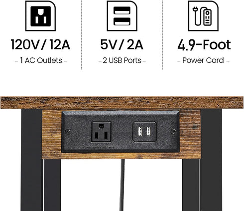 TUTOTAK 2 PS01BB001 Tier Printer Stand, Rolling Printer Cart with Power Outlets and USB Ports, Mobile Printer Table