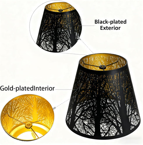 Ldqwztv Lamp Shades for Table Lamps, Metal Small Lampshade for Wall Light Cover, Rustic-lamp Shadewith Pattern of Trees