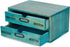 Turquoise 2-Tier Drawer Unit, European Country Style Desk Organizer Box with Label Holder for Countertop