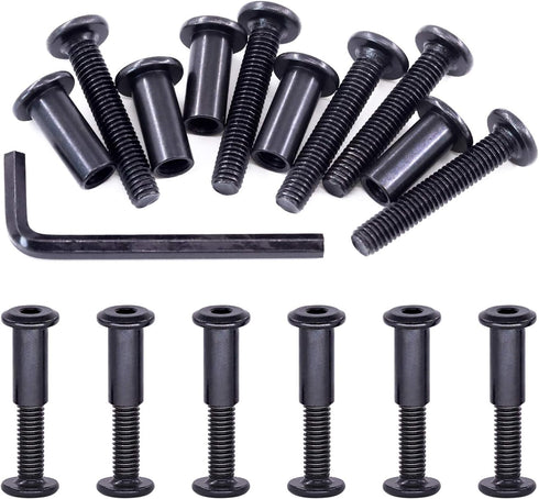 Swpeet 25Pcs M6x35mm Carbon Steel Black Hex Drive Socket Cap Bolts with 1Pcs Allen Wrench for Furniture