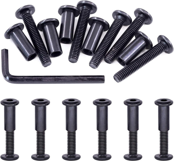 Swpeet 25Pcs M6x35mm Carbon Steel Black Hex Drive Socket Cap Bolts with 1Pcs Allen Wrench for Furniture