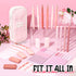 Janlaugh 38 Pcs Aesthetic College School Supplies, Pen Case, Sticky Notes, Gel Pens, Highlighters, Pink Color