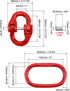 QWORK Chain Link Connectors Set, 4 Set 3/8" 7100 lbs Lock and 2 Pcs 5/8" 6600 lbs Link, Grade 80 Steel, Red