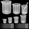 Twdrer 7 Sizes Plastic Beaker Set, Clear Measuring Graduated Liquid Container Beakers with 20 PCS Plastic Droppers