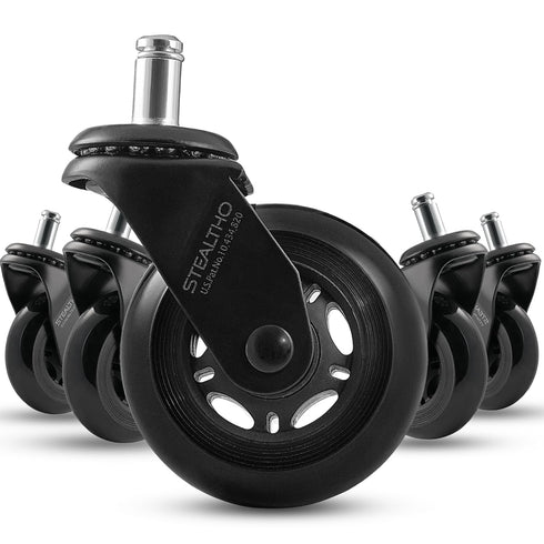 Stealtho Original Office Chair Wheels Set of 5, Heavy Duty Replacement Casters for Hardwood Floor & Carpet Protection