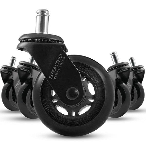 Stealtho Original Office Chair Wheels Set of 5, Heavy Duty Replacement Casters for Hardwood Floor & Carpet Protection