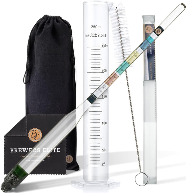 Brewer's Elite Hydrometer & Plastic Test Jar for Home Brew Beer, Wine, Mead, Kombucha