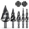 THINKWORK 5 Pcs HSS Four Spiral Flute Step Drill Bit Set (1/8"-1-3/8") with 1/4" and 3/8" Shank