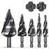 THINKWORK 5 Pcs HSS Four Spiral Flute Step Drill Bit Set (1/8"-1-3/8") with 1/4" and 3/8" Shank