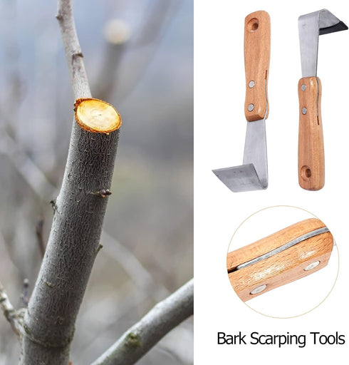DOITOOL Felled Draw Shave Knife: 2pcs Bark Removal Tool, Woodworking Log Debarker Tool, Bark Peeler