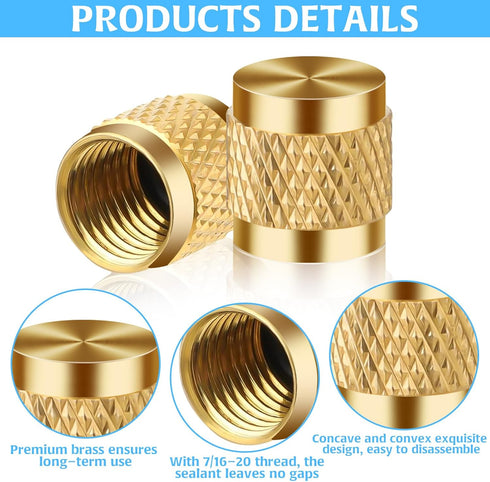 50Pcs 1/4 Flare Cap, Easy Installation Refrigerant Caps for HVAC Valve, Brass O Ring Seal Schrader Valve Caps