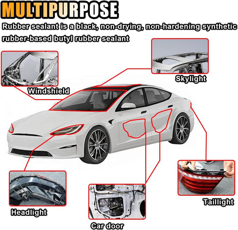8MM×13Ft Butyl Rubber Sealant Tape - Waterproof Putty Tape for Headlight RV Repair, Sound Deadening Caulk for Sealing