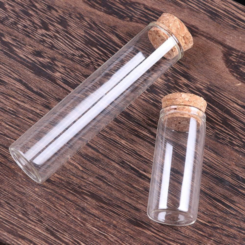 10 PCS Transparent Glass Test Tubes with Cork Stoppers, 60ML Containers for Powder Candy Storage