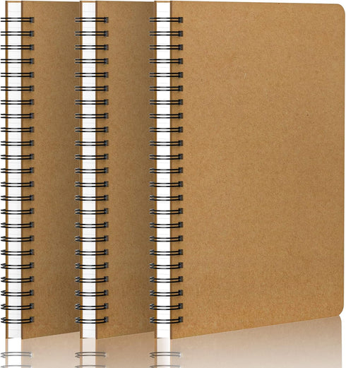 EUSOAR Hard Cover Spiral Notebook, A5 3Pack, 5.5"x8.3", 120 Pages, Graph Spiral Notebook Journals for Math and Science